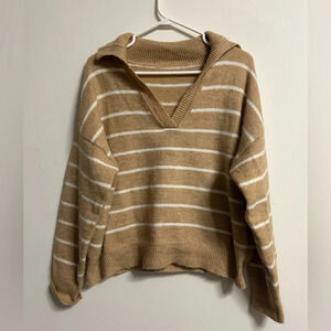 Shein Brown & White ‎ Knit Sweater